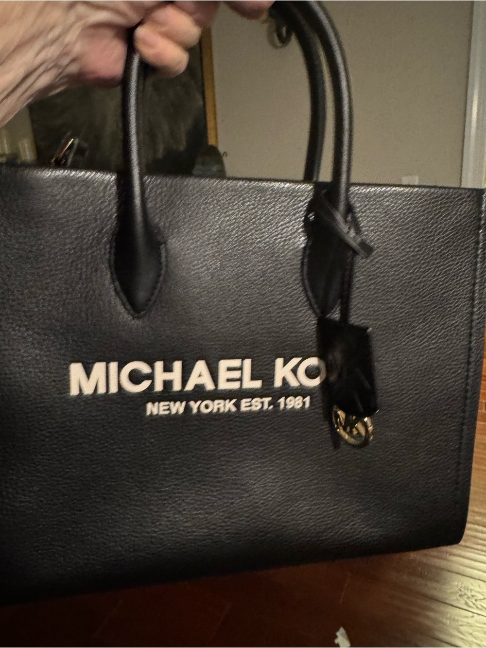 Michael Kors Black Tote with White Logo